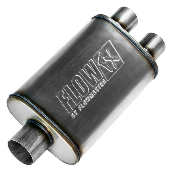 Flowmaster 72198 FlowFX Muffler 3" Center Inlet 2.5" Dual Outlet - Moderate Sound 409 Stainless Steel