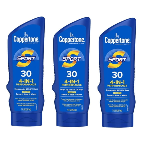 Coppertone Sport Sunscreen Lotion SPF 30 7 oz (Pack of 3)