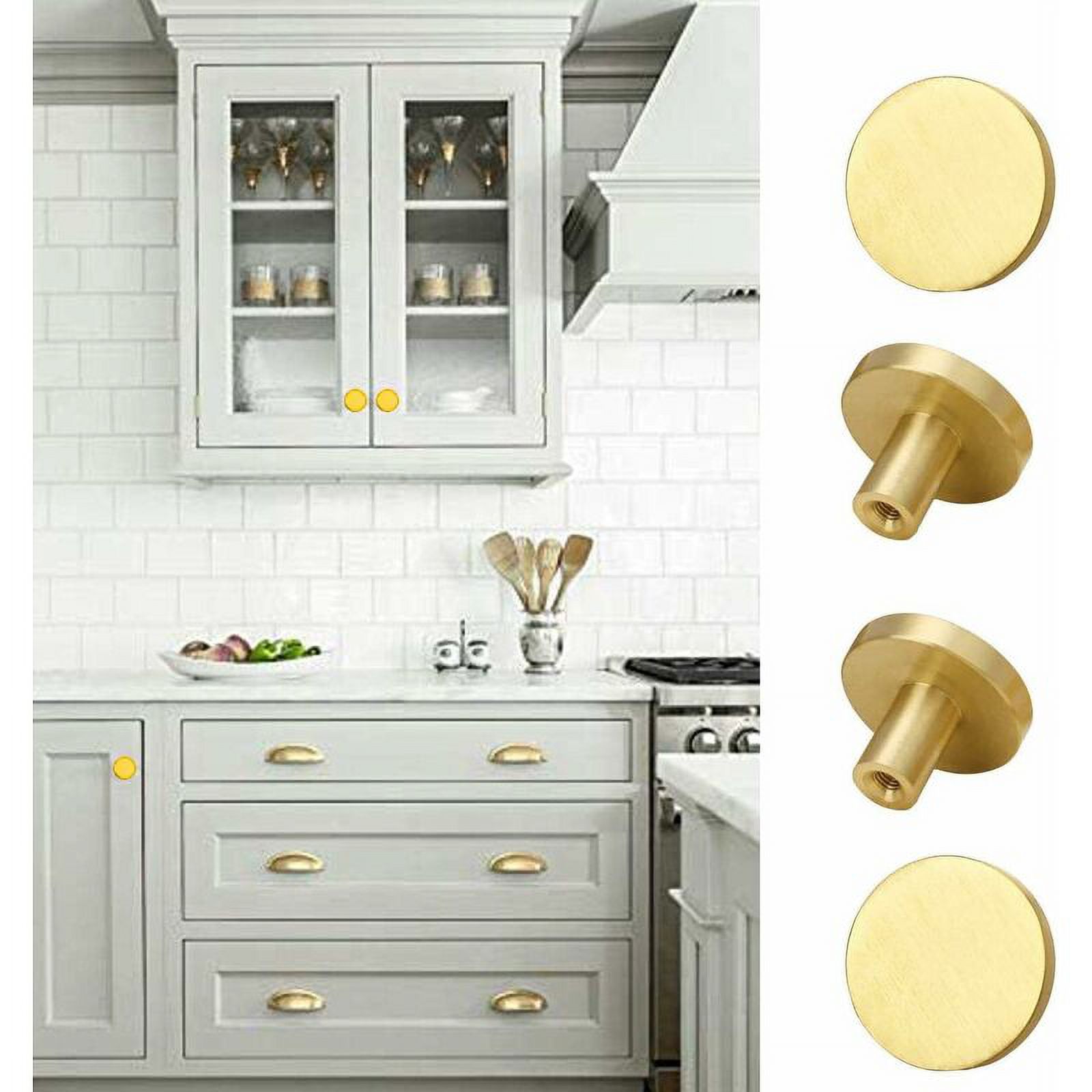 4X Gold Drawer Knobs - Polished Chrome Round Gold Cabinet Knob