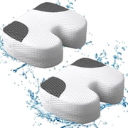 2 Pcs Hot Tub Booster Seat for Adult, 15 x 12 x 5 Inch Weighted Booster Seat Quick Dry Pillow with 3D Air Mesh Cover Micro Dot Non Slip Bottom Accessory for Indoor Outdoor(White and Grey)