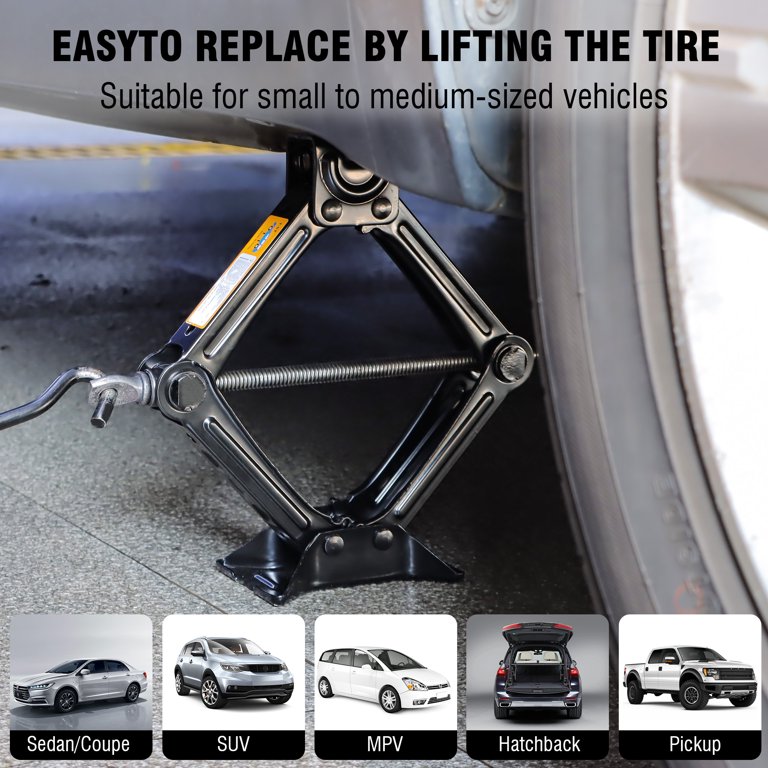 2 Ton Scissor Jack For Car - Heavy Duty Tire Jack Kit With Ratchet Handle For SUV & Sedan