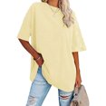 thumbnail image 5 of Túnica Vintage de Color liso para mujer, camiseta de gran tamaño, ropa básica Harajuku para mujer, camiseta de media manga 2022, 5 of 5