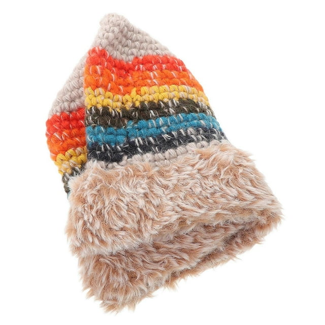 Plush Bucket Hat For Women Crochet Knitted Fashion Casual Floppy 54-58cm Warmth 1Pack