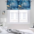 thumbnail image 3 of 2 Pack Marble Abstract Valance for Window Cracks Texture Modern Art Dark Blue Golden Kitchen Valance Rod Pocket Short Curtain Topper Decorative Window Treatment for Living Room Bedroom 54"x18", 3 of 8