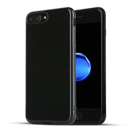 iPhone 7 Plus Case, Shamo's® Jet Black Case [Shock Absorption] Cover TPU Rubber Gel [Anti Scratch] Soft Silicone (Jet
