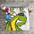 thumbnail image 3 of Ambesonne Birthday Quilted Bedspread Set 3 Pcs, Birthday Dinosaur, Queen Size, Fern Green Yellow, 3 of 3