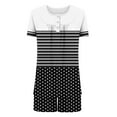 thumbnail image 7 of hxobax Women Fashion Pajamas Sets Shorts 2 Piece Short Sleeve Lounge Sets Sleepwear Colorblock Striped Polka Dot Round Neck Button-up Shirt Tops and Short Pants Pjs Set Loungewear,#01_Black,X-Large, 7 of 7