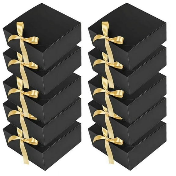 10Pack Black Gift Boxes with Lids, 8X8X4 Inch Groomsmen Proposal Box