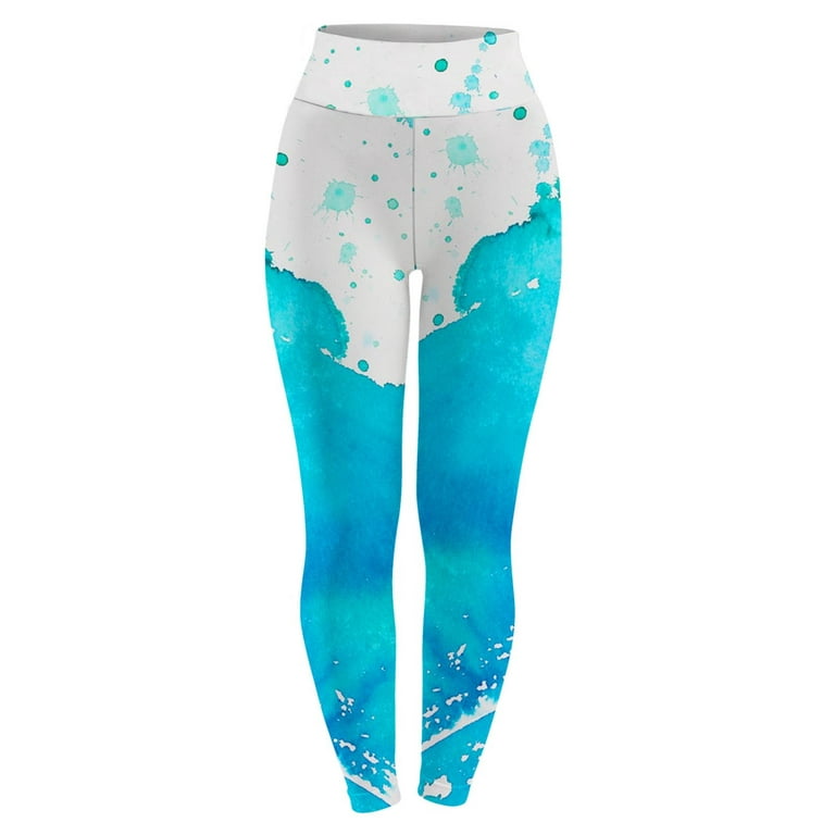 Workout Leggings for Women Yoga Leggings Tie Dye Print Blue Xl