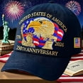 thumbnail image 5 of United States 250th Anniversary Hat, 250 Years Semiquincentennial Cap, Adjustable Bald Eagle Print Patriotic Baseball Cap for Men Women, 5 of 8