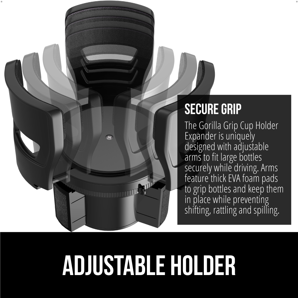 Gorilla Grip Cup Holder Expander, 18-48 oz, Black photo 3