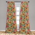 thumbnail image 2 of Floral Window Curtains, Rustic Summer Vibes Pattern of Coneflowers Botanical Themed Print, Lightweight Decor 2-Panel Set with Rod Pocket, Pair of - 28"x63", Coral Pale Orange and Green, by Ambesonne, 2 of 3