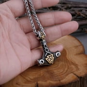 Men's Stainless Steel Chain Viking Pendant Silver Thor Mjolnir Hammer Gold Runes