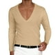 thumbnail image 1 of Camisas Para Hombre Casual Hombres manga larga cuello en V sólido pulóver Casual hombres camiseta hombres blusa (Yellow, XL), 1 of 5