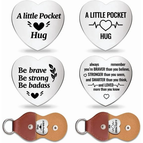 2Pcs Pocket Hug Token Inspirational Long Distance Relationship Keepsake Stainless Steel Double Sided Engraved Commemorative Pocket Hug Token Gift Coins