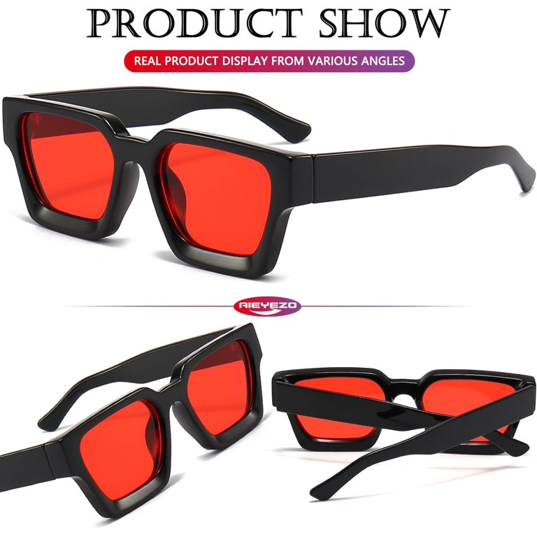 New !!! Lv Red and blk Women’s Oversized Square Sunglasses - Black Frame Louis Vuitton Black Plastic Frame Sunglasses for Women for  main image 4