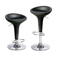 thumbnail image 6 of Alpha "Leather" Contemporary Bombo Style Adjustable Barstool - Black Licorice Baseball Stitch, 6 of 7
