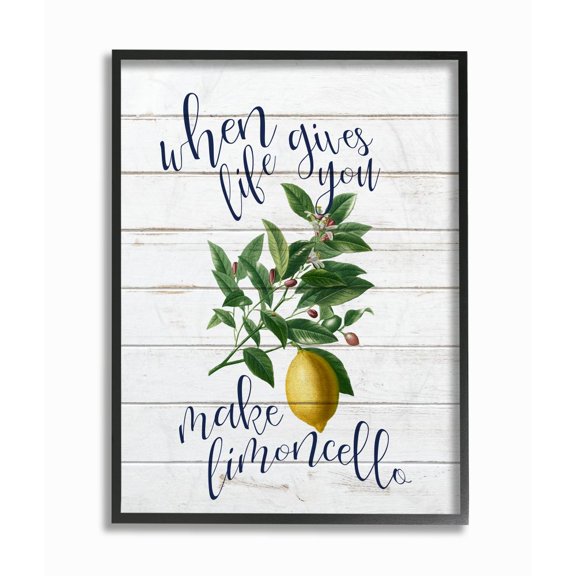 Stupell Industries Life Gives You Lemons Funny Wood Textured Word Design Framed Giclee Texturized Art by Ann Bailey