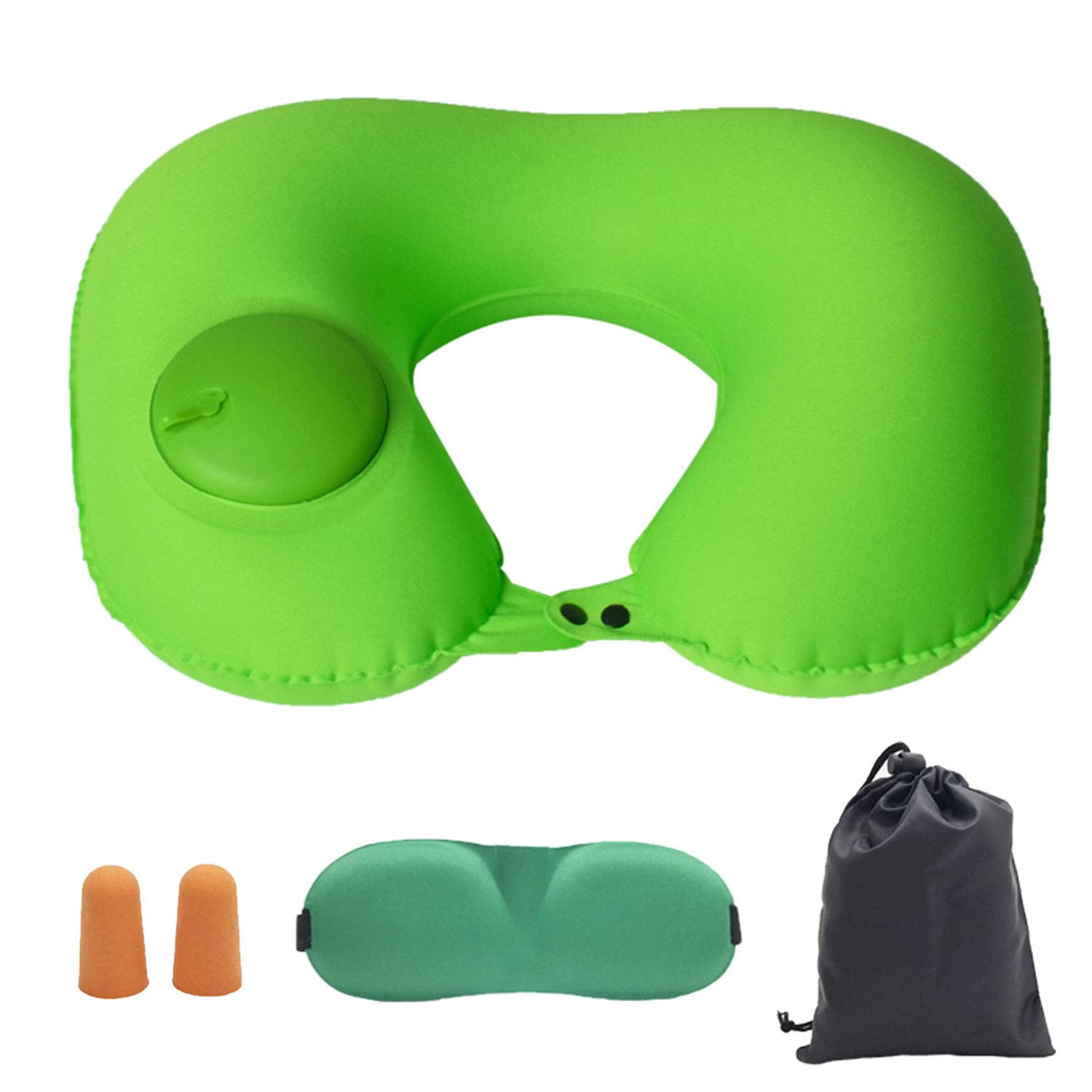 EpicGadget Neck Air Pillow, Inflatable Lightweight Travel Pillow for Airplane with Blindfold