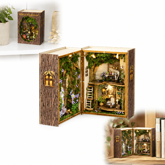 DIY Miniature House Kit, Forest Wonderland Wooden Dollhouse Craft with Openable Door for Adults and Teens 14 , 3.55 in
