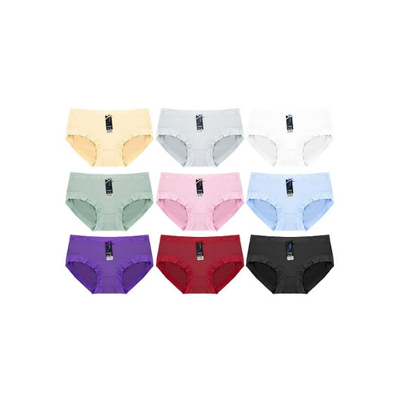 Women's 12 Pack Classic Lace Trim Detailing Polyblend Bikini Briefs Set (2XL)