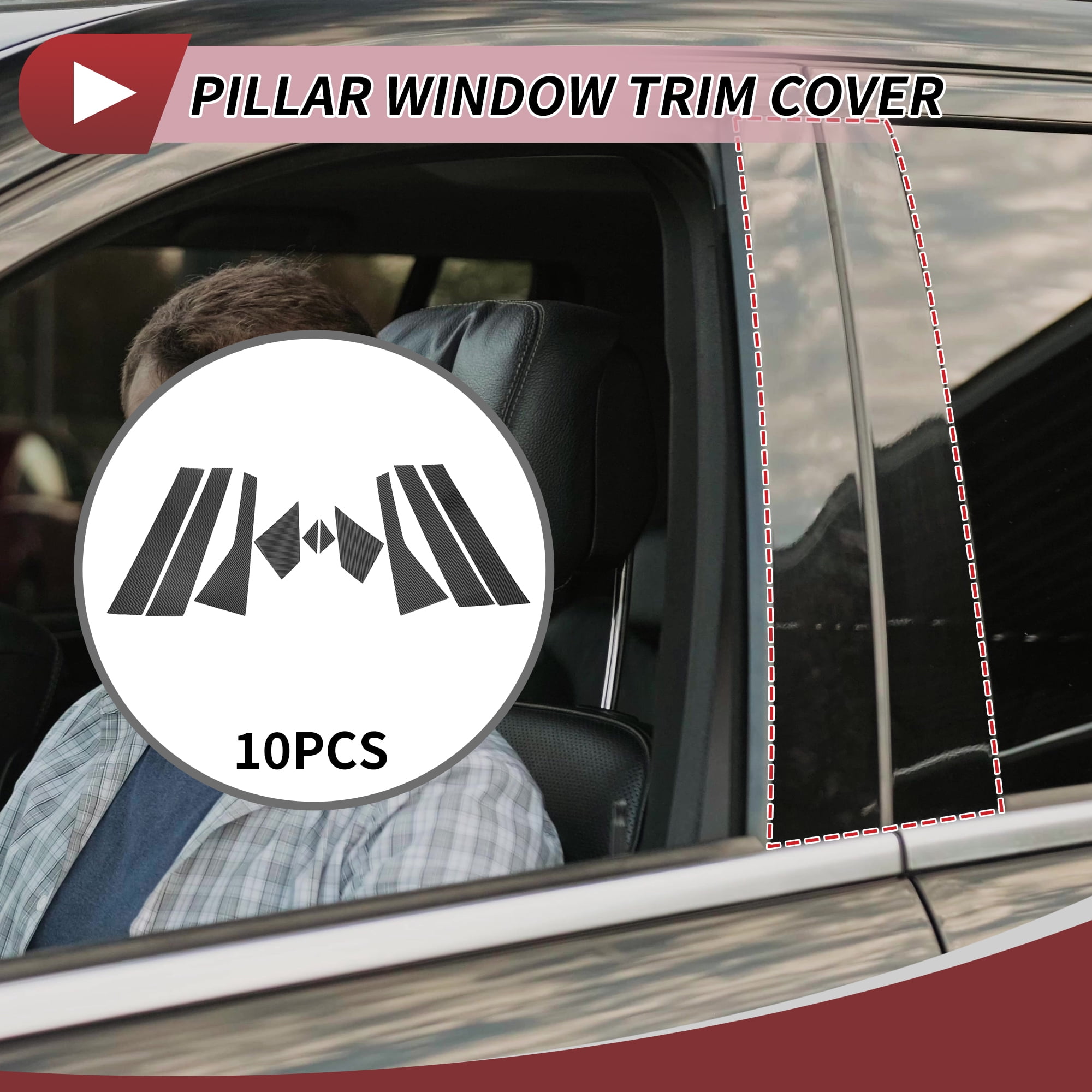 Unique Bargains Door Pillar Window Trim for Acura RDX 2007-2012 Front and Rear Black