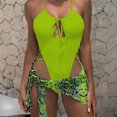 thumbnail image 3 of Fairnull 2 Pcs/Set Women Bikini Set Solid Color Cross High Cut Extreme String Bathing Sexy Padded Wire Free Hollow Out Bathing Suit Water Activities Garment, 3 of 7