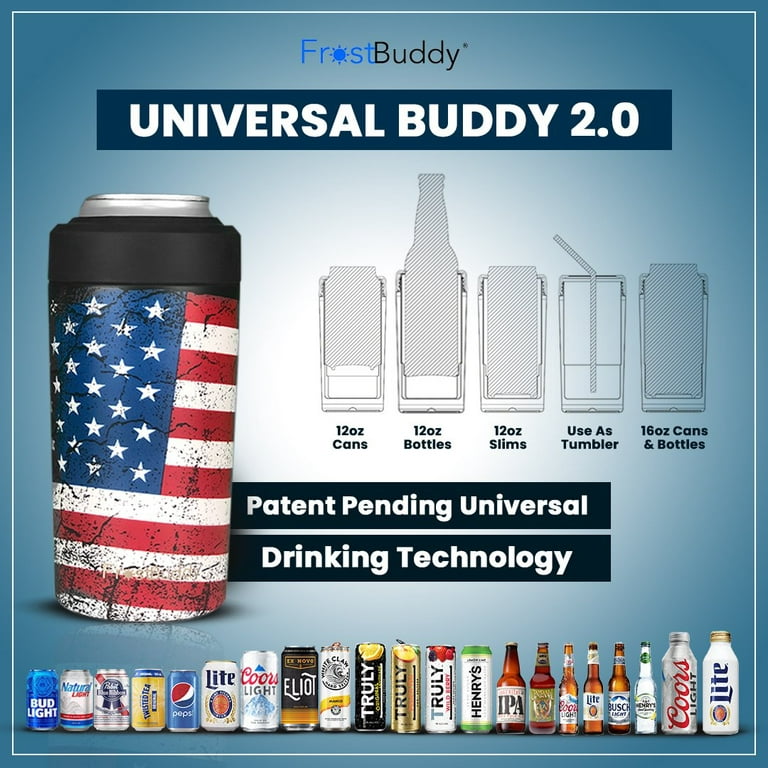  Frost Buddy Universal Can Cooler - Fits all - Stainless Steel  Can Cooler for 12 oz & 16 oz Regular or Slim Cans & Bottles - Stainless  Steel: Home & Kitchen