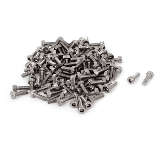 Unique Bargains 100 Pcs M2.5x8mm Stainless Steel Hex Socket Head Cap Machine Screws 0.45mm Pitch
