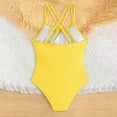 thumbnail image 7 of Confree Child Girls Summer Swimsuit Solid Color Bathing Suits Sandwear Casual Comfortable For Girls Swimwear Size 8-9 Years Yellow, 7 of 7