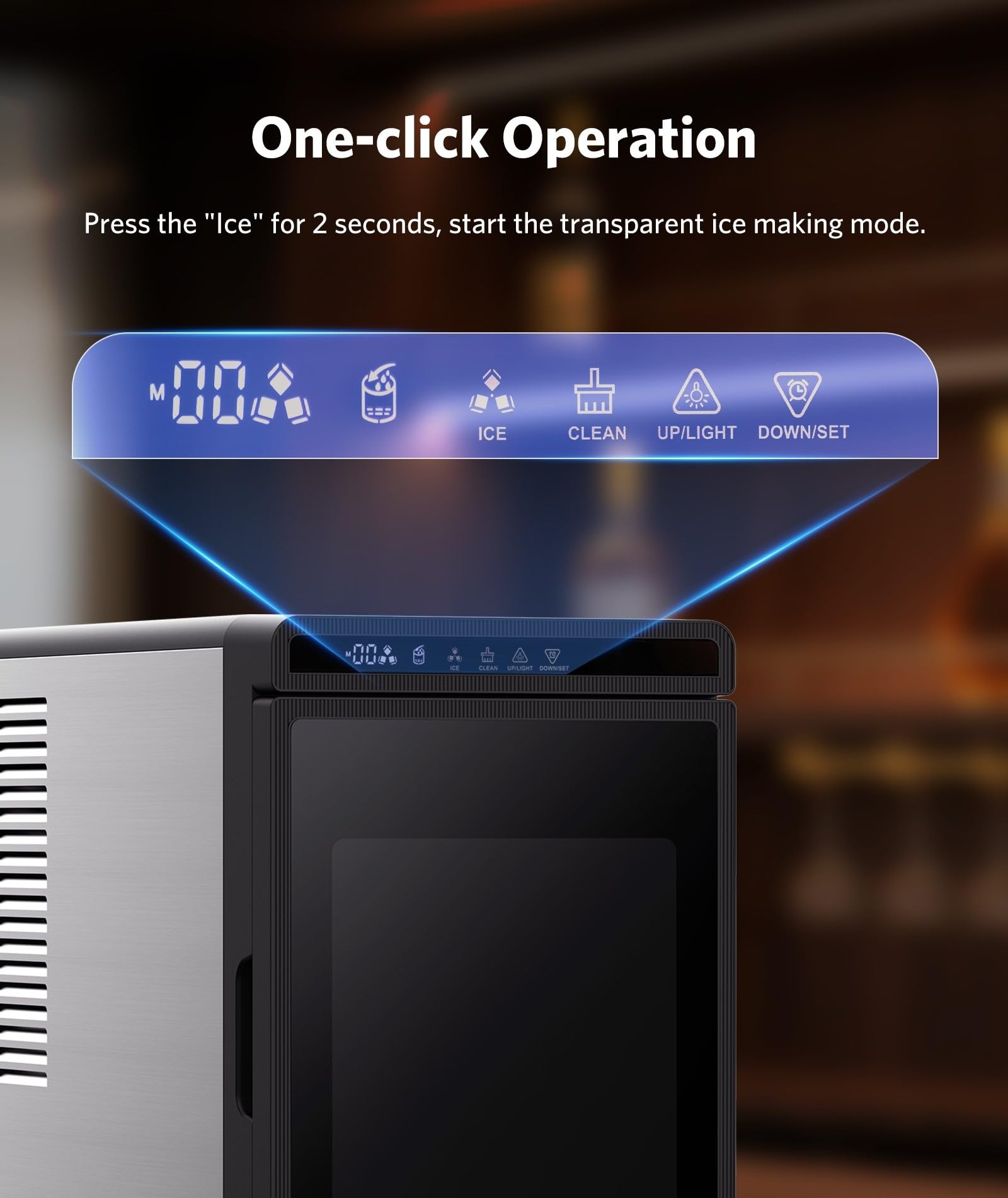 FREE VILLAGE Ice Makers Countertop Machine—Makes 3 Large1.6" Clear Ice Cubes in 15 Mins,24h Timer,Self-Cleaning Ice Maker with 5 Ice Cube Sizes for Cocktails,Whiskey & Bourbon