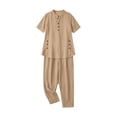 thumbnail image 5 of Cekizud 2 Piece Sets for Women Linen Blend Short Sleeve Tunic Top and Wide Leg Pants Casual Outfits Sets,Sizes S-3XL, 5 of 5