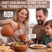 Natural Clay Water Pitcher, Unglazed Terracotta Carafe, 1.6 Qt, Brown