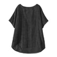 thumbnail image 4 of Linen Shirts for Women Fashion Summer Cotton Gauze Plus Size Tops Short Sleeve Crew Neck Dressy Casual Blouses 2026 Black M, 4 of 5