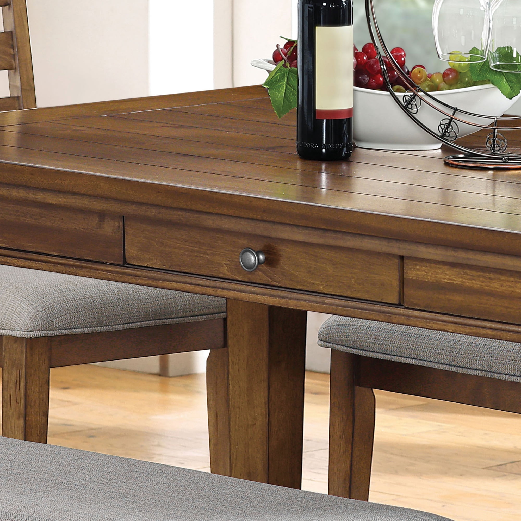 Furniture of America Stouts 60" 4-Drawer Dining Table, Walnut
