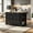 Black, variant on AUU Rolling Kitchen Island with 6 Drawers, Pull Out Trash Can Storage, Drop Leaf, Power Outlet, and 5 Open Side Racks – on 5 Wheels for Kitchen or Dining Room