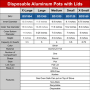 2.75 Qt Disposable Aluminum Cooking Pot with Lid, 3 Count