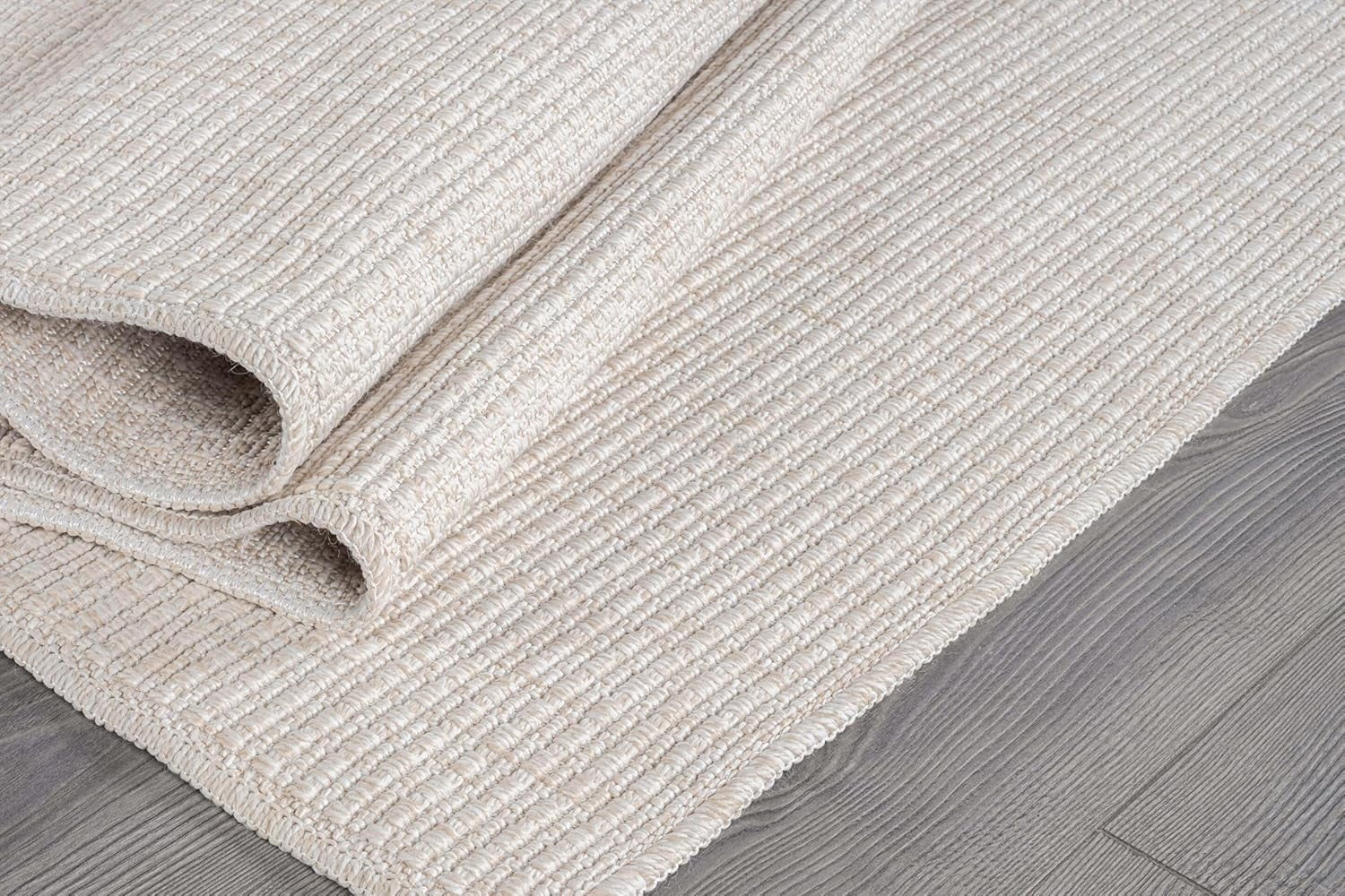 Beverly Rug Easy Jute Outdoor Indoor Non Shedding Easy-Cleaning Rug Off-White 2x3