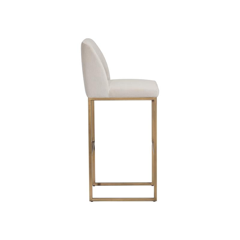 Sunpan Nevin Transitional Fabric Barstool in Cream/Antique