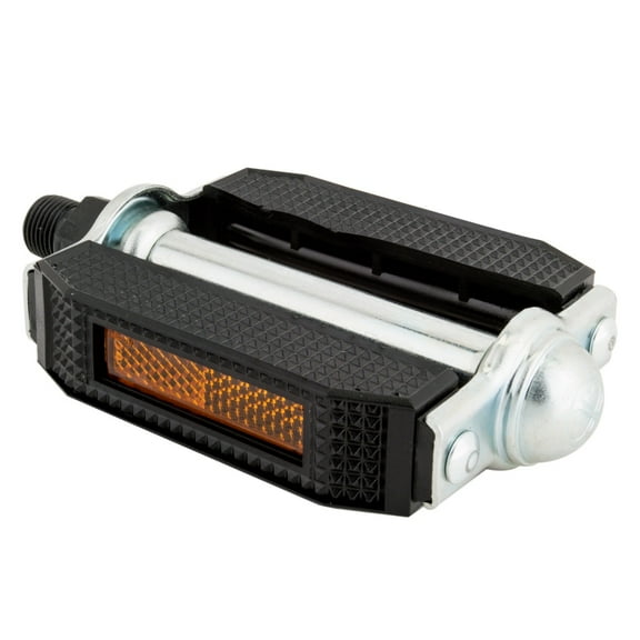 Sunlite Classic Block Pedals 9/16" Steel Body Plastic Blocks Reflectors Blk/Sil