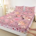 thumbnail image 3 of Feelyou Pink Rose Floral Twin Sheet Sets, Vintage Bohemian Cherry Blossoms Twin Fitted Sheet, Teens Kids Girls Women Flat Sheet, Super Cozy Room Decor, 3 Pieces, 3 of 7