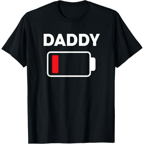 Daddy Battery Low Shirt for Men Sarcastic Family Matching T-ShirtMen and women, Black T-shirt, size: Extra large S-4XL