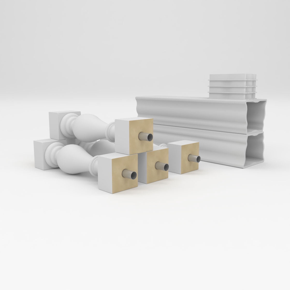 Ekena Millwork 33"H x 2'L Fiberthane Traditional Unassembled Balustrade Railing Kit, Style N (5 7/8" On-Center Spacing to Pass 4" Sphere Code)