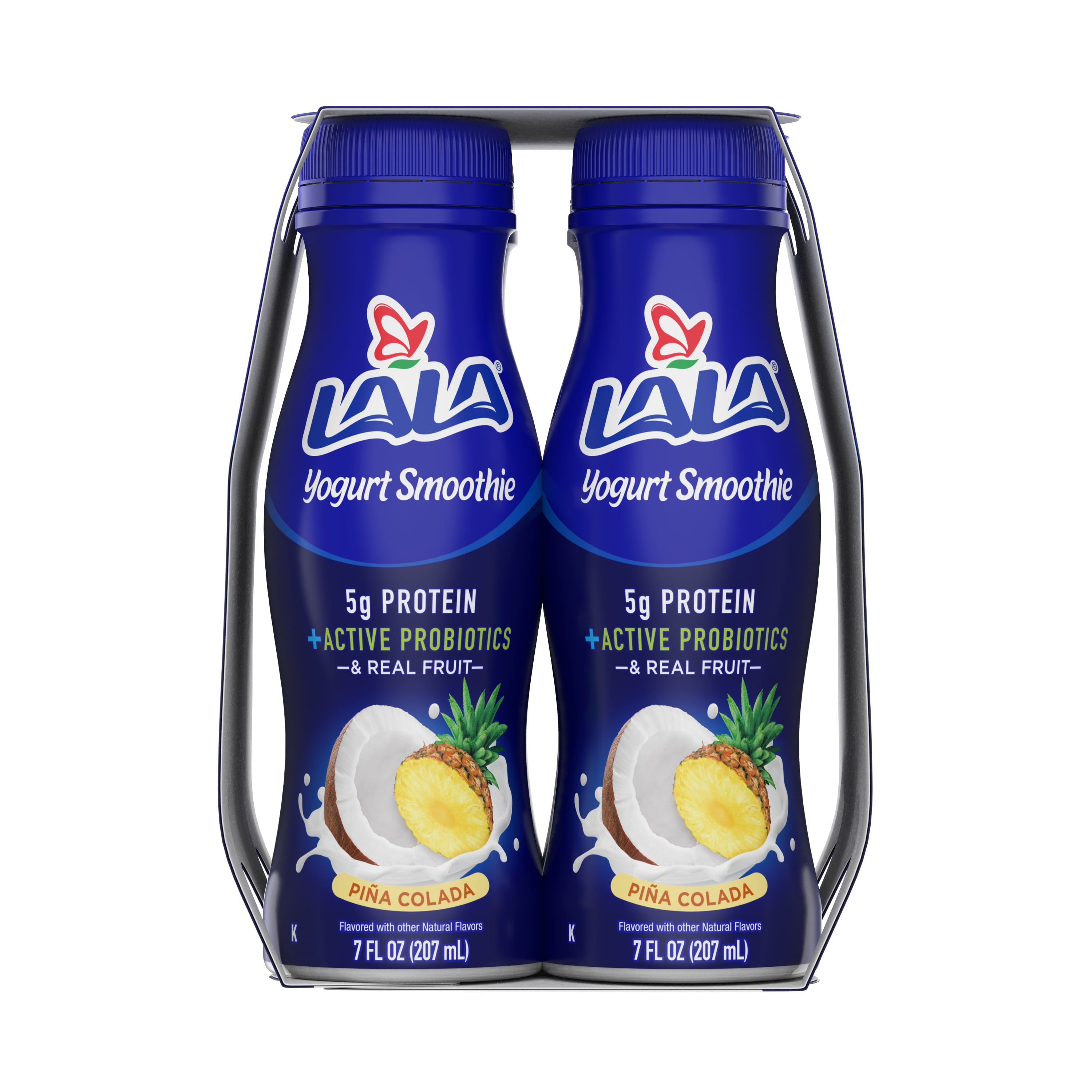 LALA Probiotic Protein Yogurt Smoothie Drink, Low Fat, Pina Colada, 7 oz Plastic Bottle (4 Ct)