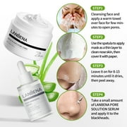 LANBENA 3 in 1 Blackhead Removing Set(30g+30ml)Pore Strips+Pore Solution Serum+Removal Strip Paper, Black Head Remover Mask for Face, Pore Minimizer & Reducer for Face