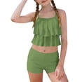 thumbnail image 3 of BFHHYA Teens Girls Summer Swimsuit 2 Piece Ruffle Tankini Swimsuits with Shorts Tween Beach Bathing Suit Size 6-15 Years, 3 of 8
