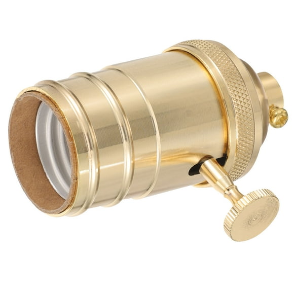 COMPUKAS Vintage Brass Screw Thread Light Socket with Golden Key , Copper Edison Pendant Lamp Holder for Bulbs, 1 Pack