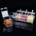 thumbnail image 2 of Juego de caja de condimentos de 4 piezas, tarro transparente para sal y especias, tarros de especias, recipiente para condimentos de cocina, tarros de almacenamiento con 4 cucharas, tapa enlatada, 2 of 5