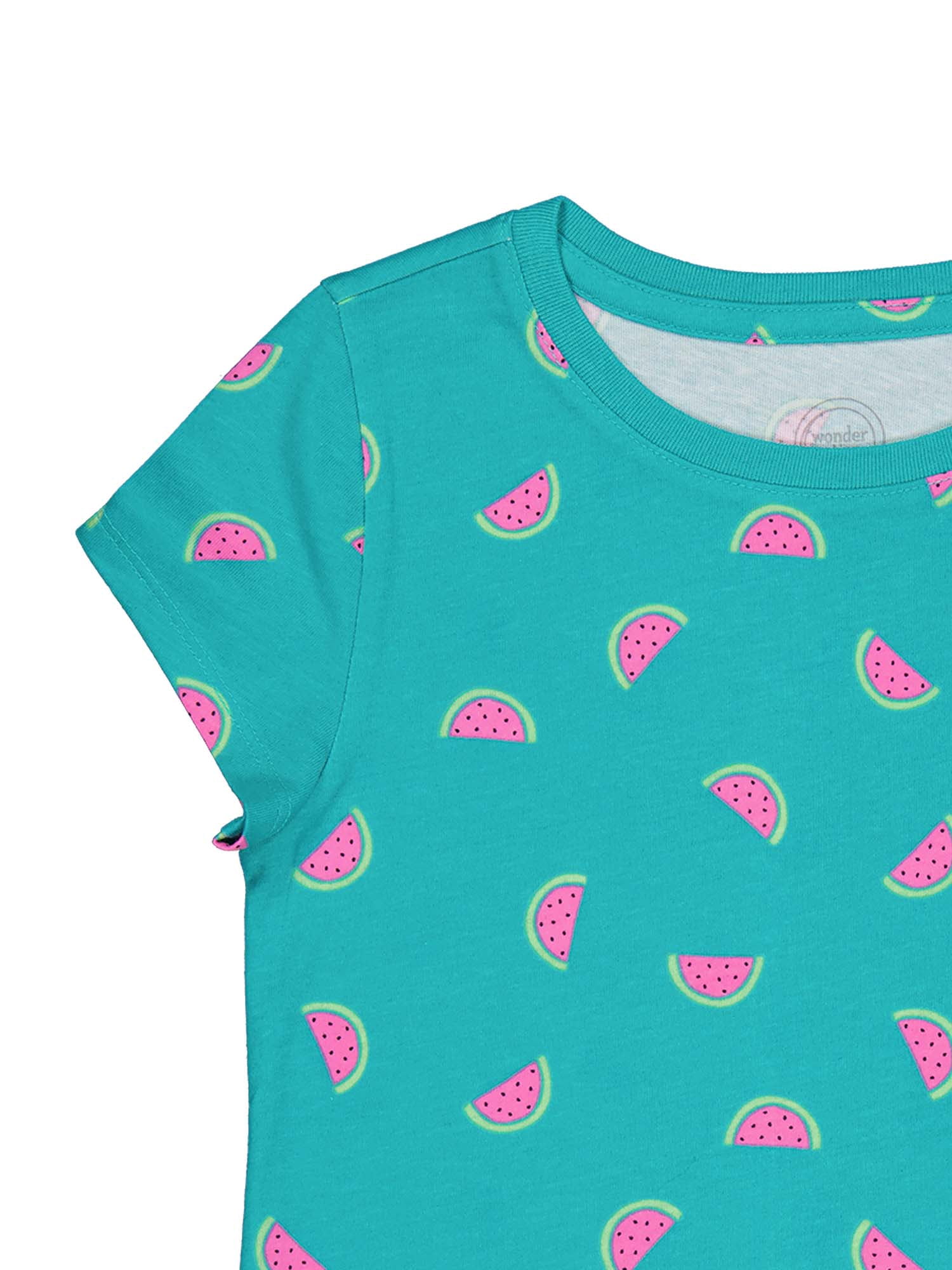 Wonder Nation Girls Kid Tough Tee with Short Sleeves, Sizes 4-18 & Plus