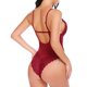 thumbnail image 4 of Pijamas de encaje Cuello en V delgado Forma de U Sin espalda Sin mangas Encantador Body de encaje para mujer Lady Wine Red S, 4 of 6